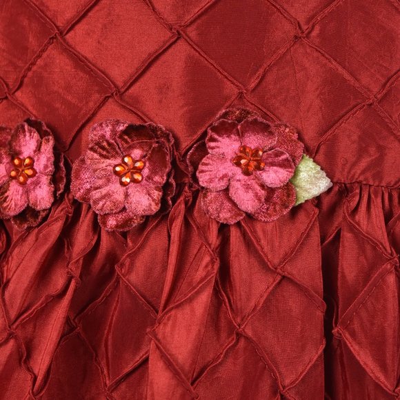 Red pin tuck party dress - Picture 2 of 6